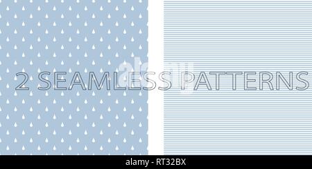 Set of two seamless patterns in blue color Stock Vector