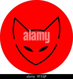 cat logo, icon. cat ninja illustration vector. a cat with a bandage. martial arts. Japan Red Sun Stock Vector