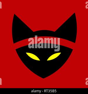 Japan cat fox logo, icon. cat ninja illustration vector. a cat with a bandage. martial arts. Stock Vector