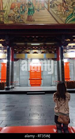 Xingtian Palace, Taipei - Mar 10, 2018: Honest believers visit the famous Heavenly Palace in Taipei, Taiwan Stock Photo