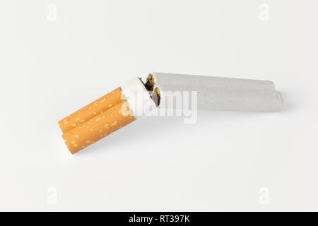 two cigarettes in a refracted shotgun on a white background Stock Photo