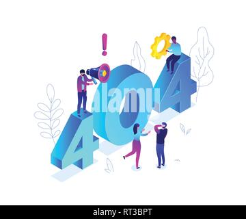 Error 404 page - modern colorful isometric vector illustration Stock Vector