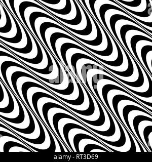 Op art black and white wave pattern background, vector eps10 Stock Vector