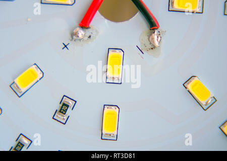 LEDs close-up on a printed circuit board Stock Photo