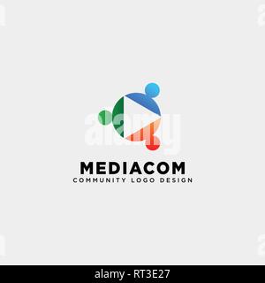 play button community logo template vector illustration icon element isolated - vector Stock Vector