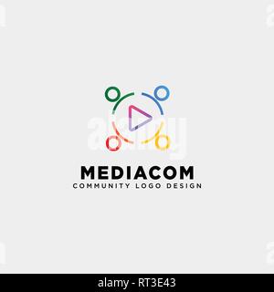 play button community logo template vector illustration icon element isolated - vector Stock Vector