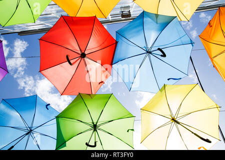 Colorful umbrellas close up Stock Photo