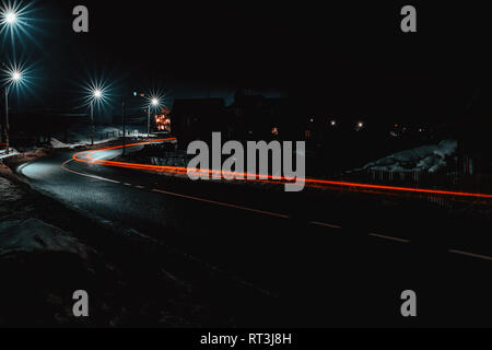 Magnificent shake the light of car lights in the evening on the highway with the stars of streetlights 2019 Stock Photo