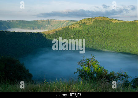 Explosion crater on the scenic crater drive, Queen Elizabeth NP, Uganda Stock Photo