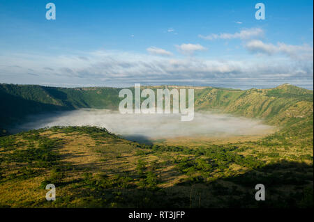 Explosion crater on the scenic crater drive, Queen Elizabeth NP, Uganda Stock Photo