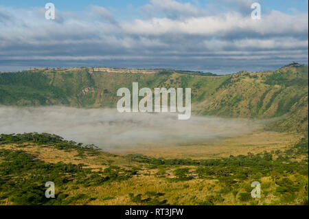 Explosion crater on the scenic crater drive, Queen Elizabeth NP, Uganda Stock Photo