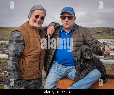 Male Friends, Reykjanes, Iceland Stock Photo
