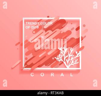 Square frame for text with Coral dynamic rounded shapes Stock Vector