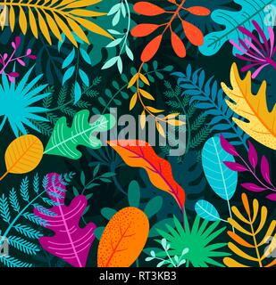 Jungle background with tropical palm leaves. Stock Vector