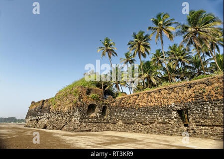 Fortification wall and ruin structure of Fort Revdanda near Alibag Maharashtra India This fort build by Portuguese Stock Photo