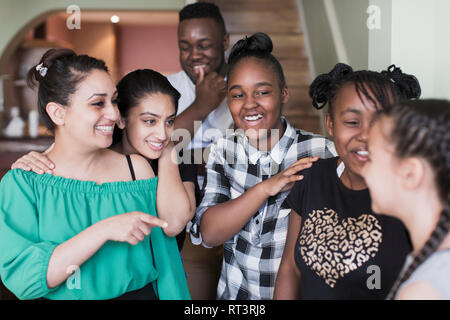 Happy family talking Stock Photo