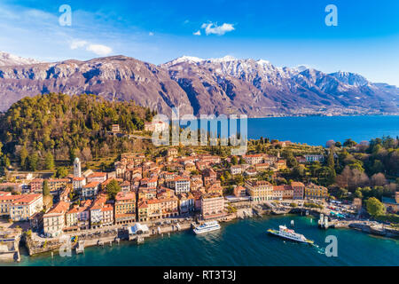 Italy, Lombardy, Aerial view of Bellagio and Lake Como