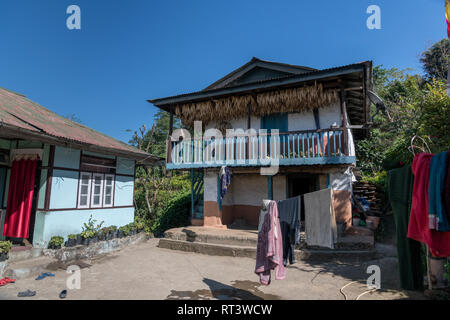 Traditional houses in village, Yangthang Village, Gyalshing, West Sikkim, Sikkim, India Stock Photo