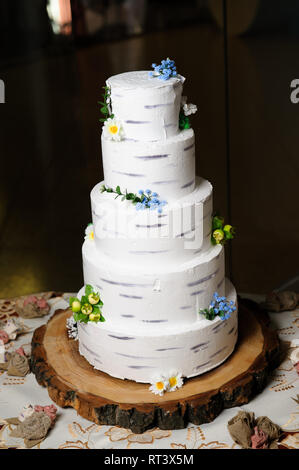 Wedding cake. Delicious sweet holiday buffet with desserts. Stock Photo