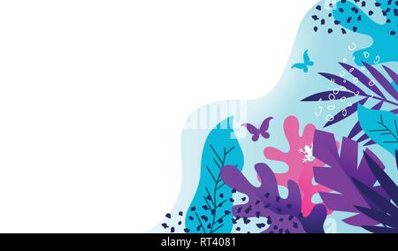 Vector illustration of fun and colourful plants and textures for background designs. Stock Vector