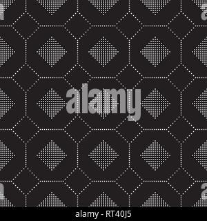 Seamless Black and White Circle Mosaic Pattern, Abstract Geometric Dots Modern Background. Stock Vector