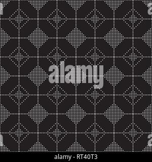 Seamless Black and White Circle Mosaic Pattern, Abstract Geometric Dots Modern Background. Stock Vector