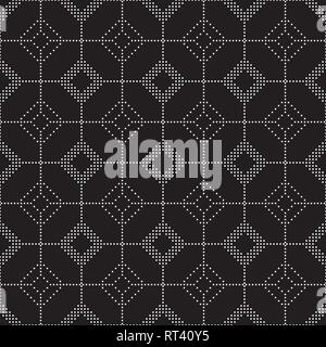 Seamless Black and White Circle Mosaic Pattern, Abstract Geometric Dots Modern Background. Stock Vector