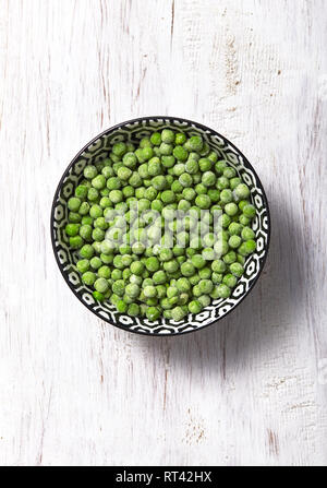 Green frozen Peas. Top view. Stock Photo