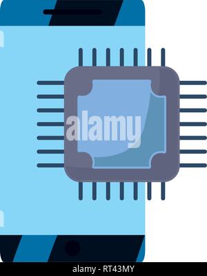 phone processor board data protection technology vector illustration design Stock Vector