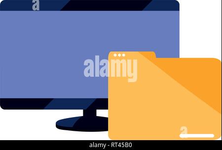 computer monitor folder file data vector illustration design Stock Vector