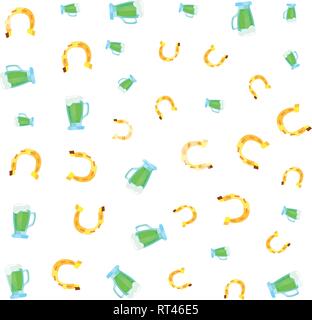 background green beers and horseshoes happy st patricks day vector illustration Stock Vector