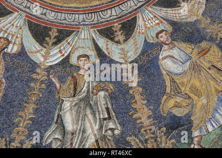 Ravenna. Mosaic in Baptistery of Neon. 4th-5th centuries. Baptism of Jesus. Italy. Apostles Stock Photo