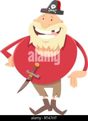 Cartoon Illustration of Funny Pirate Fantasy Character Stock Vector