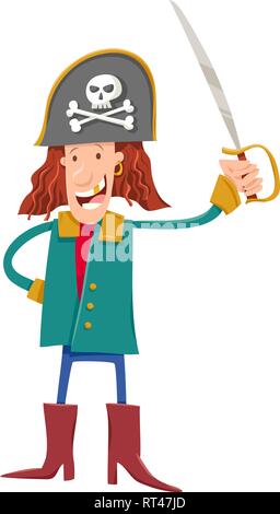 Cartoon Illustration of Comic Pirate Fantasy Character Stock Vector