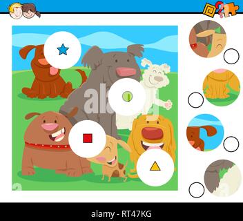 match pieces game with cartoon dogs characters Stock Vector Image & Art ...