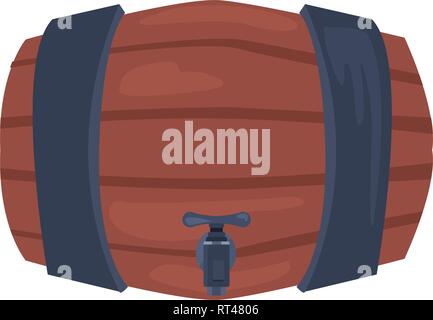 wooden barrel on white background vector illustration Stock Vector