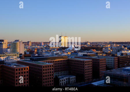 View over Berlin at sunset from Potsdamer Platz. Stock Photo