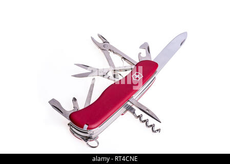 Swiss army knife or pocket multi tool. Stock Photo