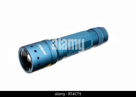 Led Lenser hand held torch or flashlight. Stock Photo