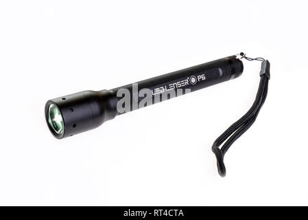 Led Lenser hand held torch or flashlight. Stock Photo