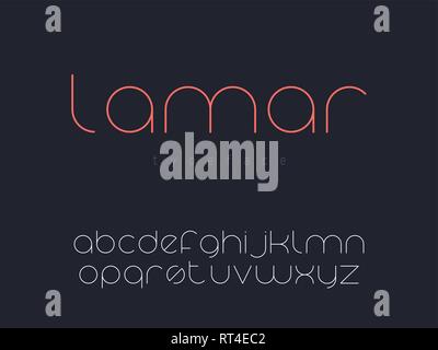 Vector latin lowercase alphabet letters and numbers. Thin line font Stock Vector