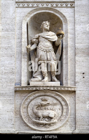 Statue of Saint Louis IX (1214-1270) King of France, Church of Saint Louis of the French (1589) or San Luigi dei Francesi, Rome, Italy Stock Photo
