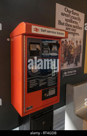 A self service ticket machine on display in the National Railway Museum, York, UK. Stock Photo