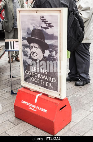 Winston Churchill 'Let us go forward together' poster. Stock Photo