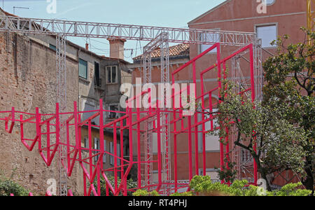 Venice, Italy - July 08, 2013: Art Installation Structure for 55th International Exhibition in Venice, Italy. Stock Photo