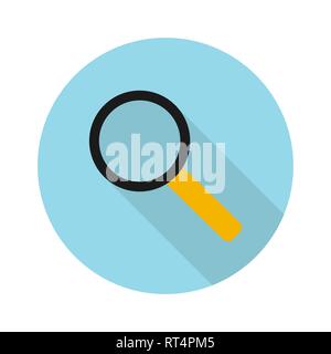 con magnifying glass with shadow. Flat sign Stock Vector