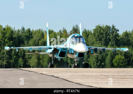 A Russian Aerospace Forces Su-34 fighter-bomber plane. Stock Photo