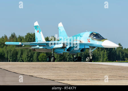 A Russian Aerospace Forces Su-34 fighter-bomber plane. Stock Photo