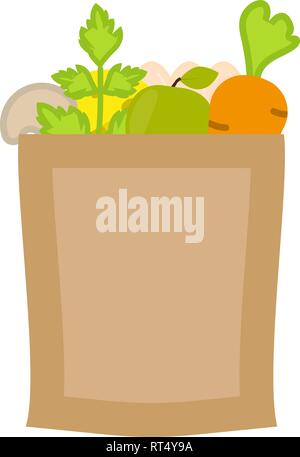 Paper package with food flat vector icon Stock Vector