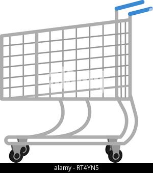Shopping trolley for icons in flat style, trolley from a supermarket vector illustration on white background Stock Vector